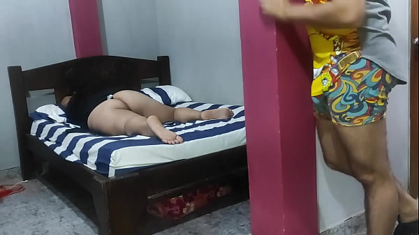 Spying on my stepmother while she is in her room with little clothes She always likes that I put her on all fours to fill her with all my hot milk